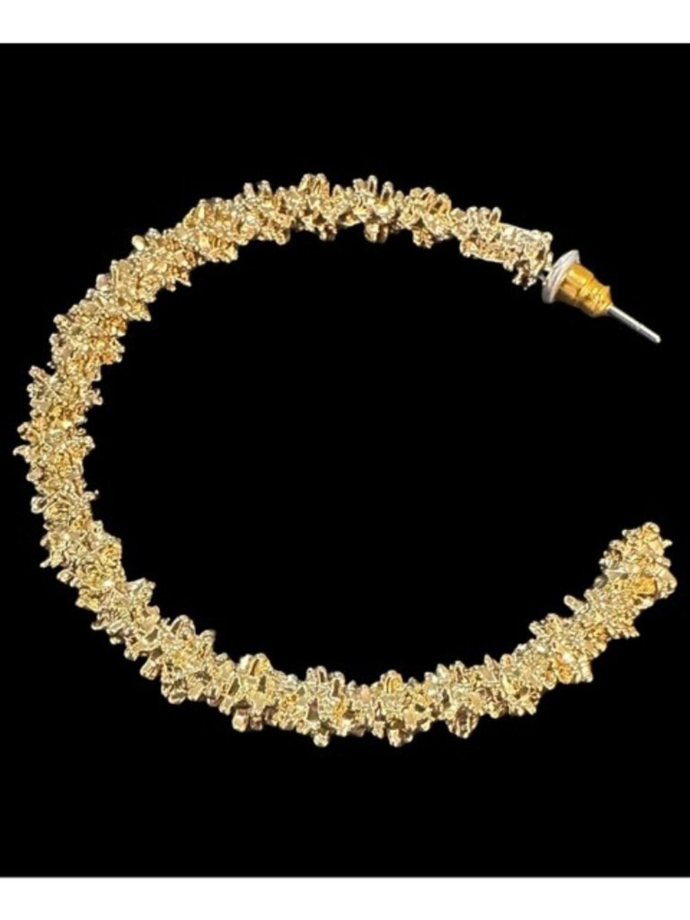 Andante Gold-Tone Textured Hoop Earrings Set Small & Large Sizes Lightweight & E - Picture 3 of 4